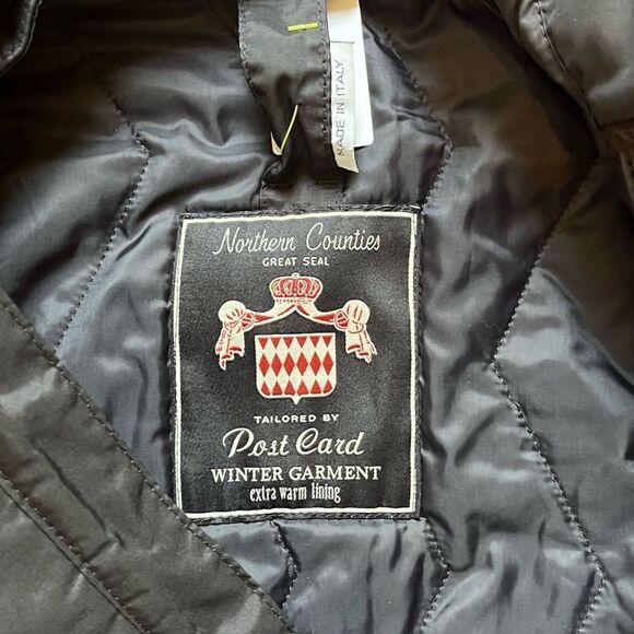 Post Card Genuine Leather Coat w/ Faux Fur Neck Liner Unisex Size: 46 - Picture 3 of 4